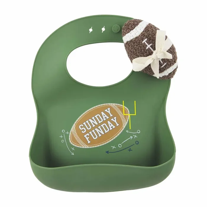 Football Silicone Bib & Rattle Set