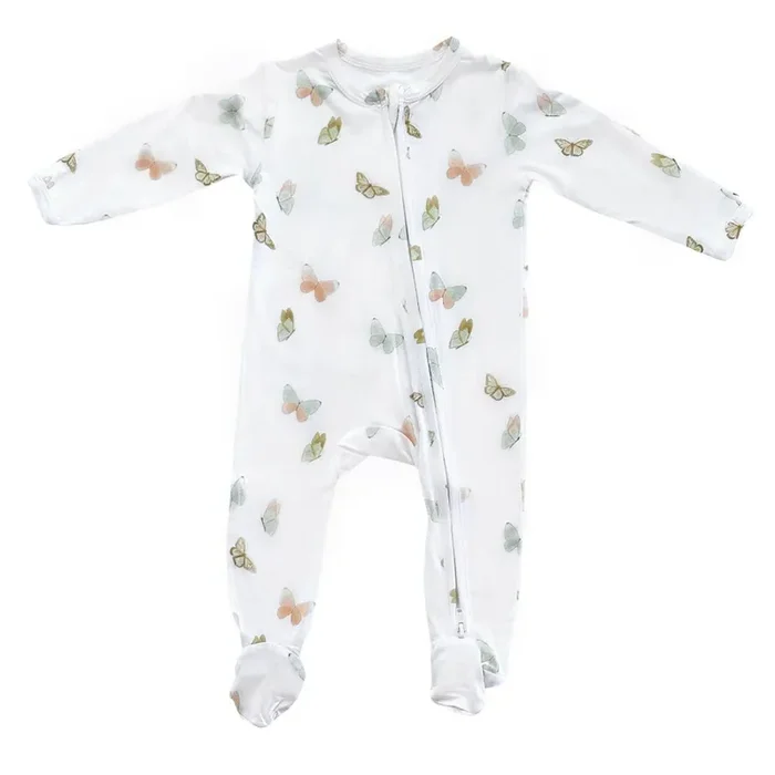 Footie Zippered One Piece In Butterflies