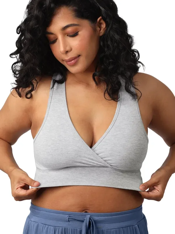 French Terry Racerback Nursing & Sleep Bra | Grey Heather