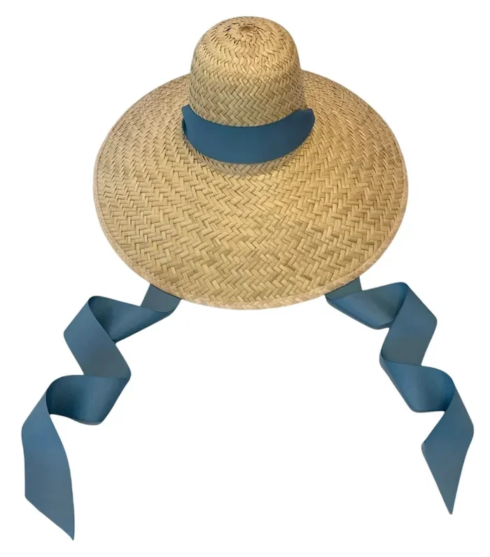 Geranium Sun Hat – Long French Blue Grosgrain Ribbon