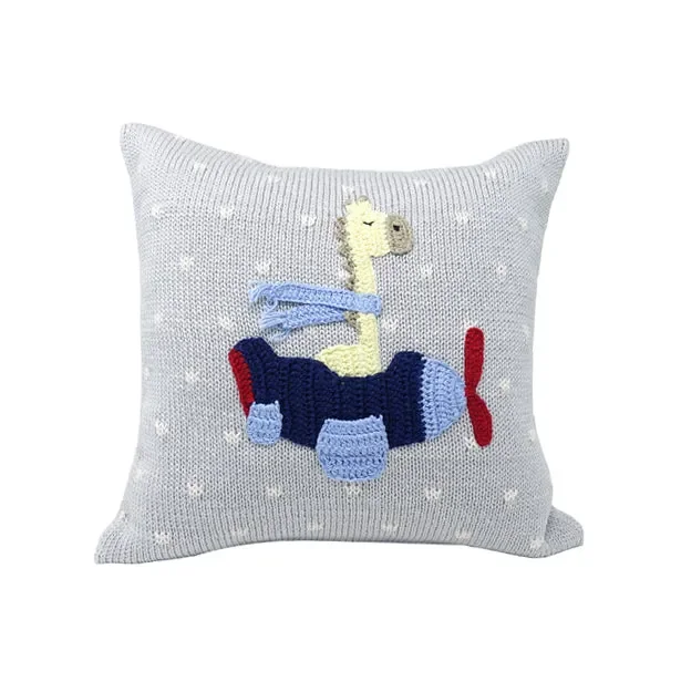 Giraffe Pilot In Plane 10 ” Pillow