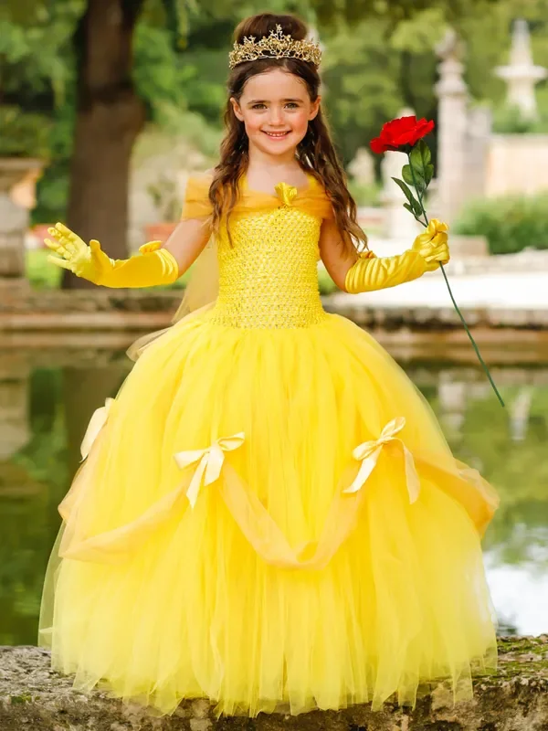 Girls Deluxe Magical Princess Belle Tutu Costume Gown