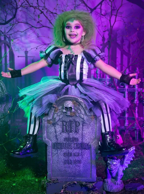Girls Ghost with the Most Striped Tutu Costume Dress
