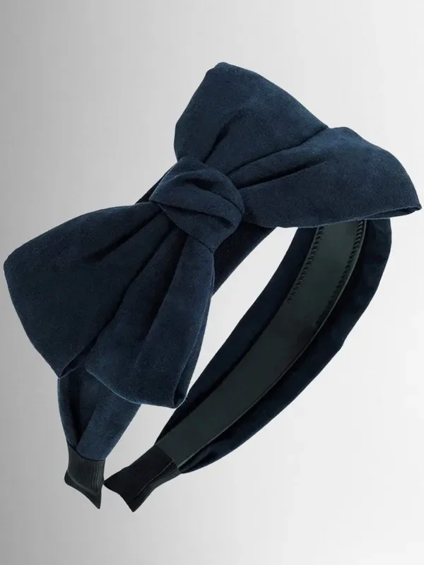 Girls Navy Velvet Bow Headband