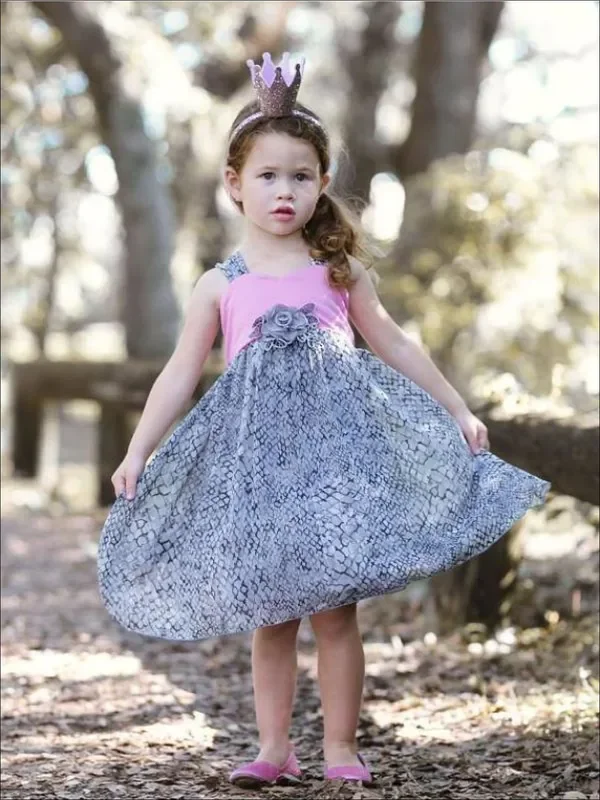 Girls Pink And Silver Empire Waist Halter Party Dress