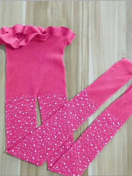 Girls Pink Embellished Sparkle Fishnet Tights