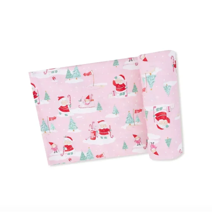 Golfing Mrs. Claus Swaddle Blanket