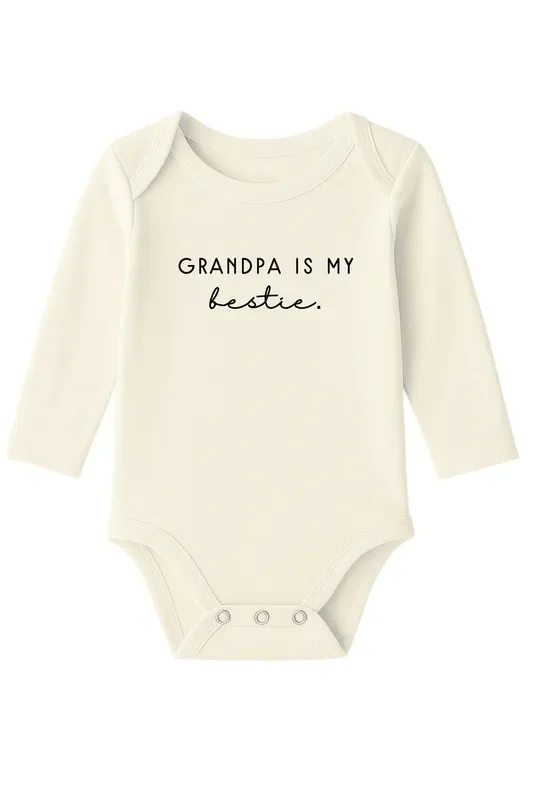 Grandpa Is My Bestie Organic Baby Bodysuit Long Sleeve