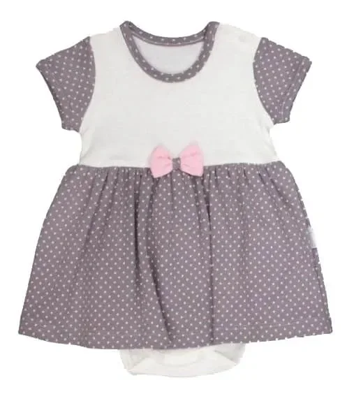 Gray Dress With Pink Bow Tie