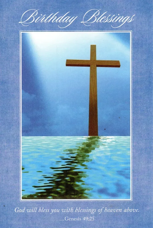 Greeting Card – Birthday Blessings Blue/Cross GC68034