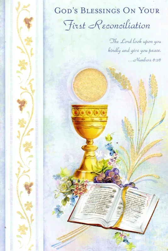 Greeting Card – God’s Blessings on Your First Reconciliation Blue