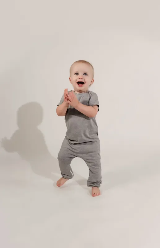 Grey Bamboo Lyocell Zip Romper