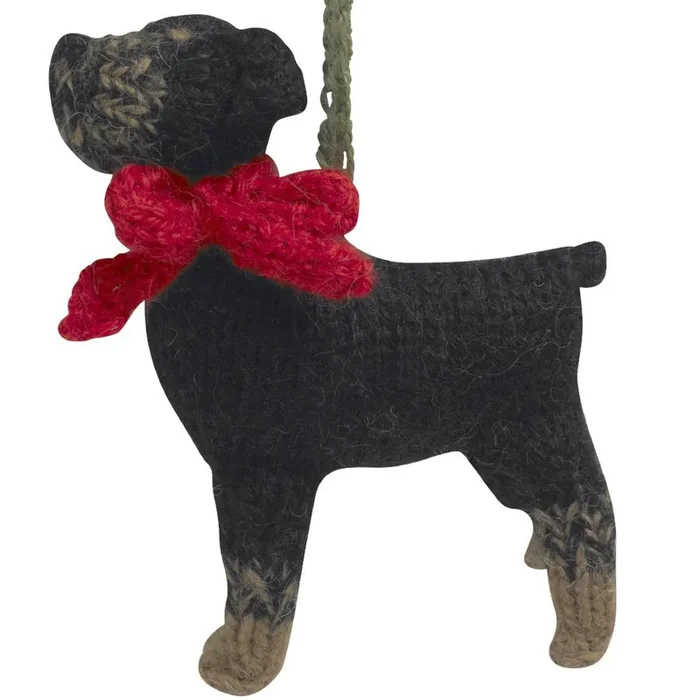 Hand Knit Alpaca Wool Christmas Ornament – Rottweiler Dog