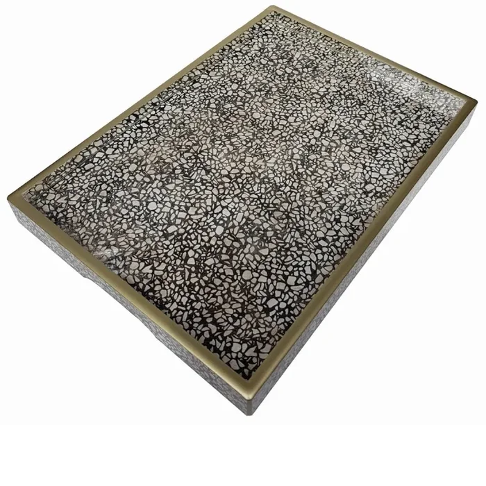 Handmade Reverse Painted Mirror Tray Terrazzo – Medium