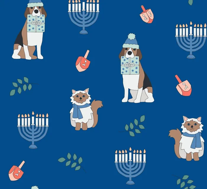 Hanukkah Pets (dream Blanket) – Blue
