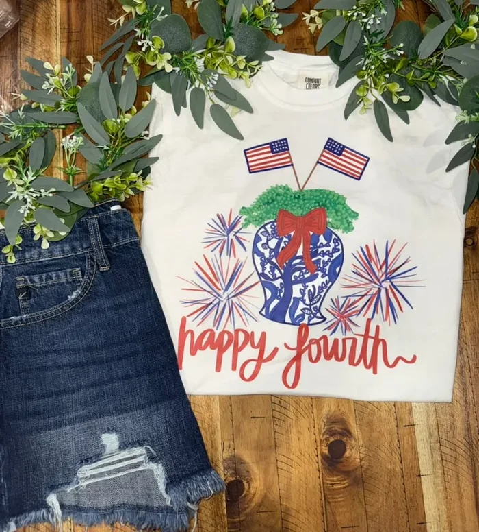 Happy Fourth Comfort Color Tee – Adult