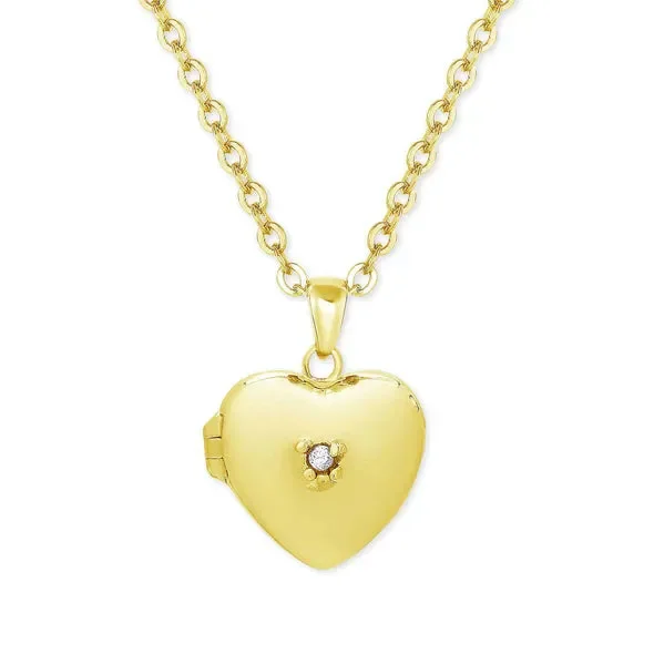 Heart Locket with CZ – Gold