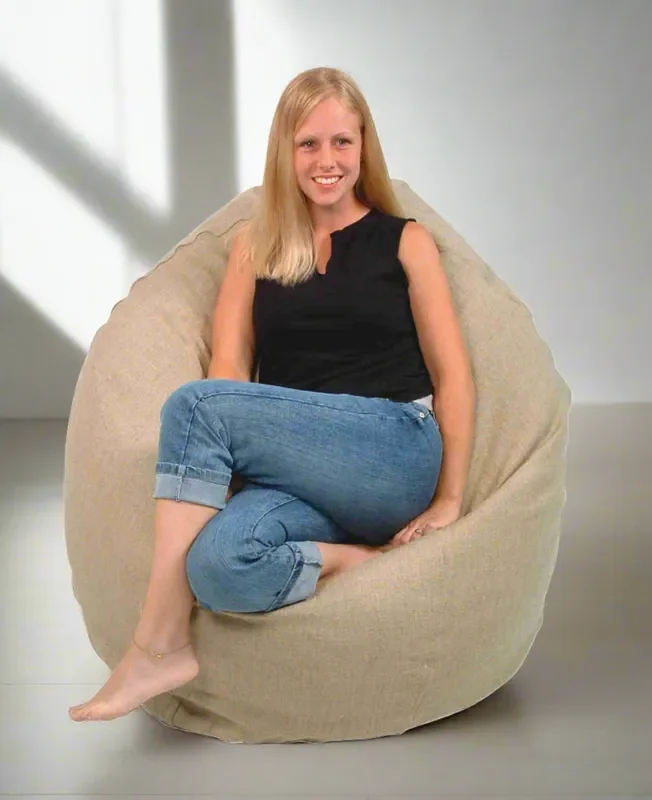 Hemp Bean Bag Chair Lounger – Adult & Teen size Traditional Classic 6 panel beanbag remove wash Eco Friendly Organic 18 oz. Hemp Fabric Comfy Bean – MADE IN USA