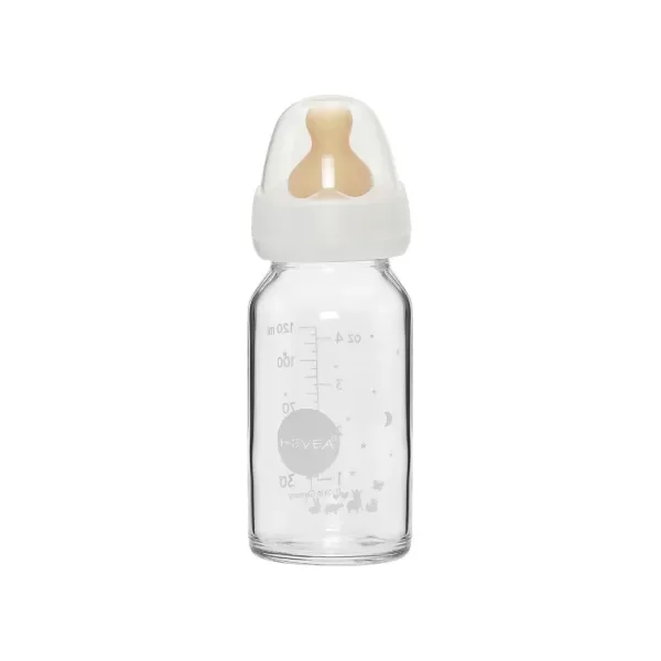 Hevea Standard Neck Glass Baby Bottles- 120ML/ 4oz, Single