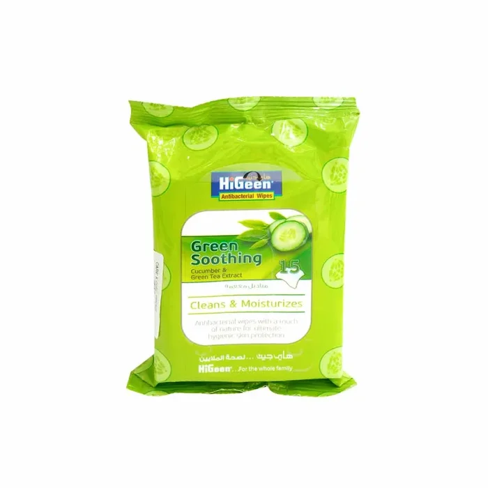 Higeen Green Soothing Cleans & Moist Anti Bact wipes