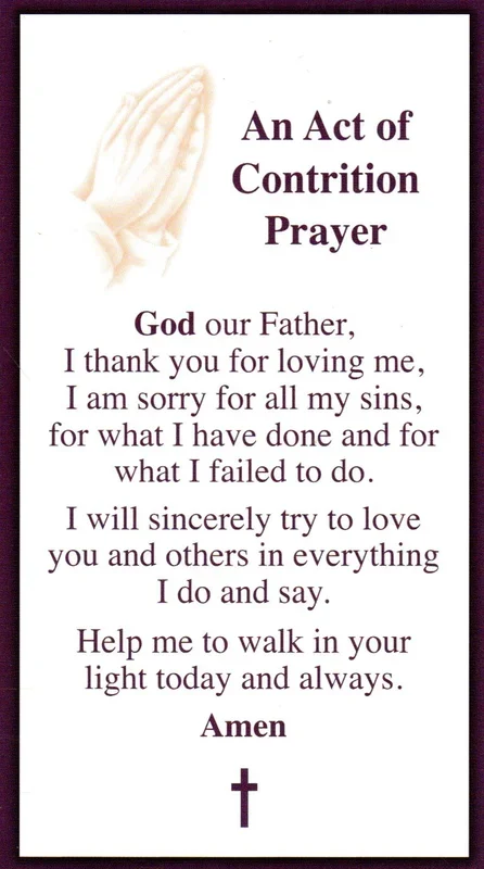 Holy Card – Act of Contrition Prayer