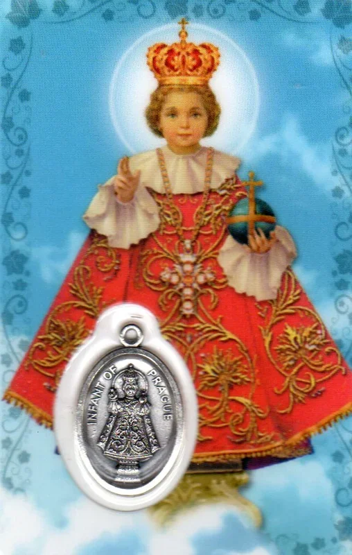 Holy Card – Laminated with High Quality Medal Infant of Prague