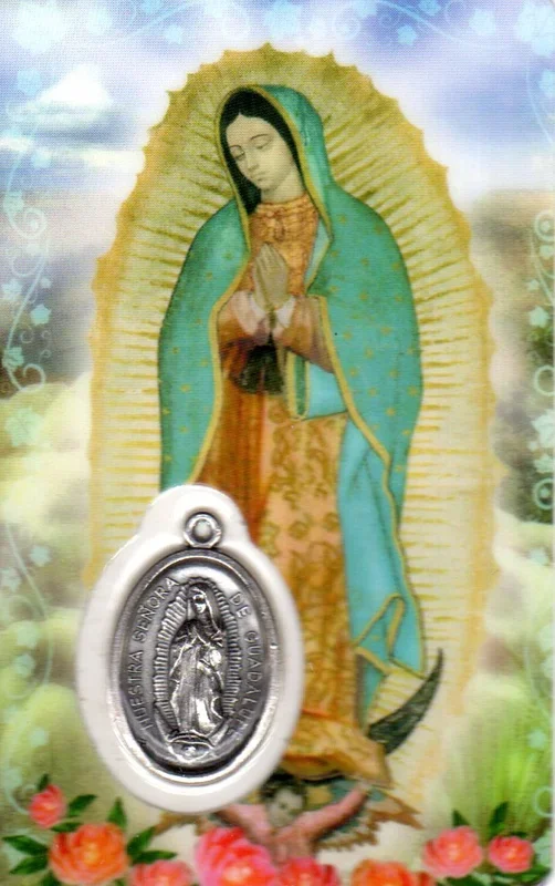 Holy Card – Laminated with High Quality Medal Our Lady of Guadalupe