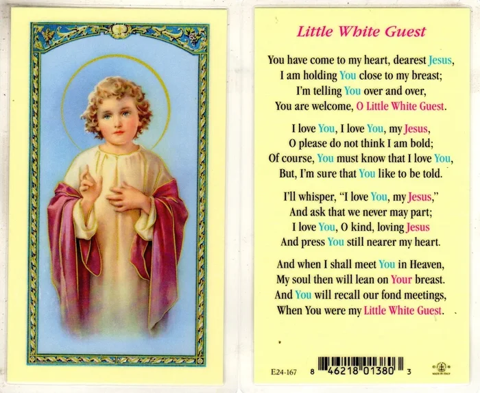 Holy Card – Little White Guest Laminated