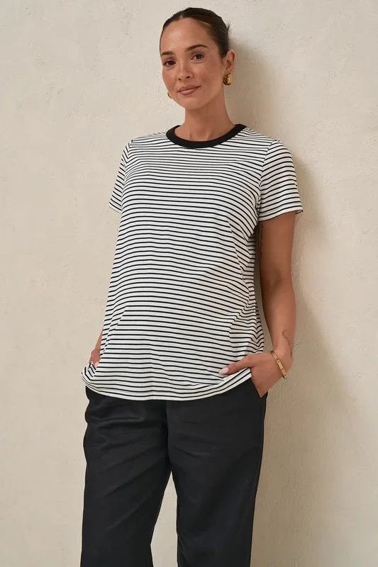 Homebase Tee – Wht/Blk Stripe