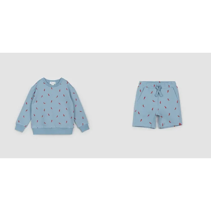 Hot Pepper Print on Light Azul Sweatshirt and Short