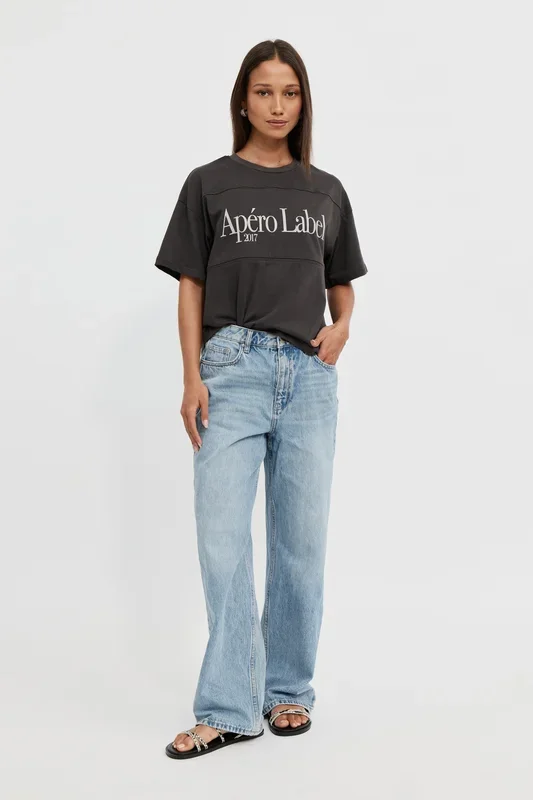 Icon Printed Drop-Shoulder Tee – Charcoal