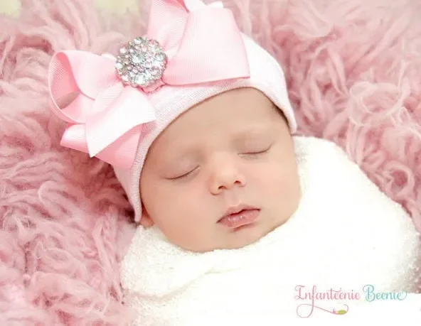 Infanteenie beanie Hospital hat pink bling bow
