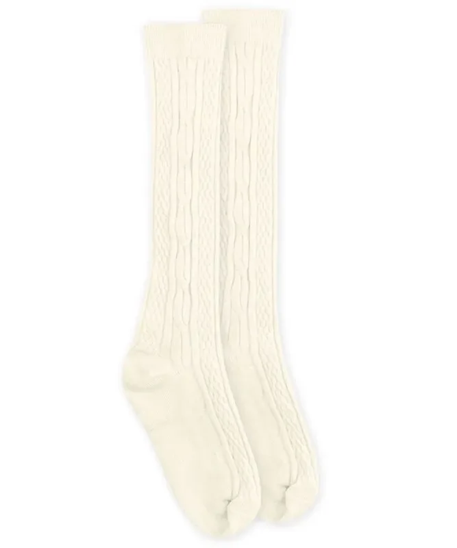 Ivory Classic Cable Knit Knee Socks