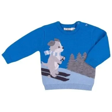 JACQUARD KNITTED SWEATER DOGGY SKIING