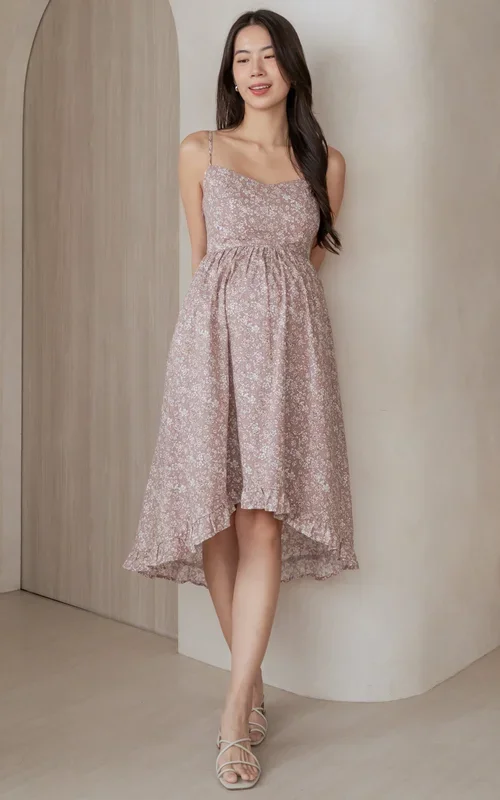 Jane Padded Floral Nursing Dress in Pink