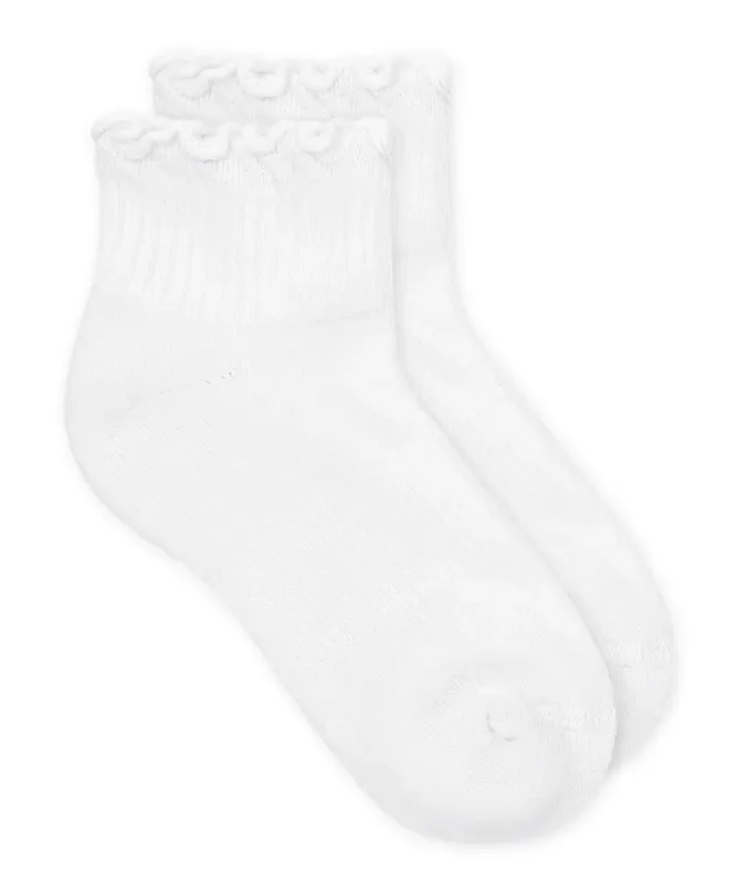 Jefferies Socks Smooth Toe Ruffle Ripple Edge Sport Quarter Socks 1 Pair