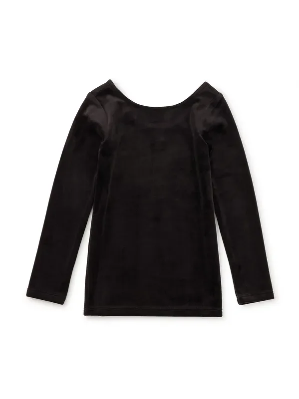 Jet Black Velour Slim Fit Top