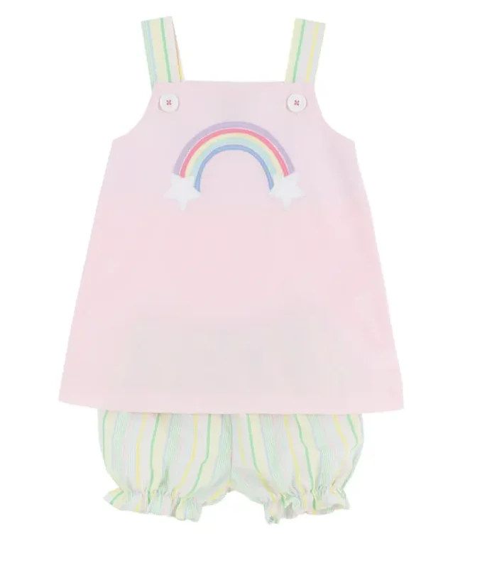 Jillian Jumper Set | Pink + Rainbow Applique