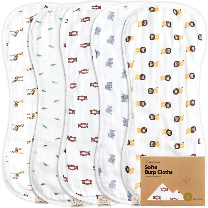 KeaBabies 5-Pack Softe Burp Cloths – The Wild