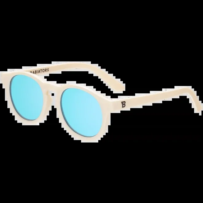 Keyhole Sunglasses – Sweet Cream with Turquoise Blue Mirrored Lenses