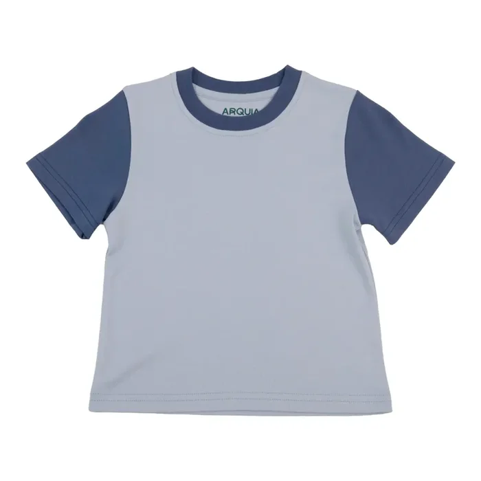Kids Contrast Tee In Light Blue With Navy Blue