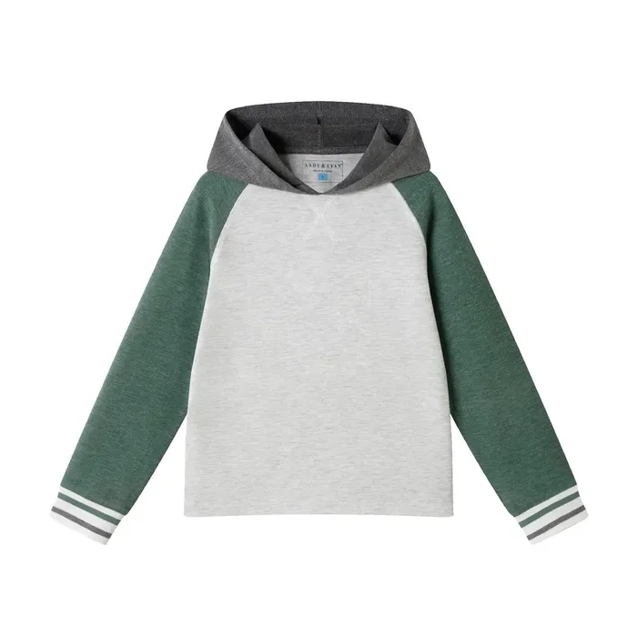 Kids Lightweight Raglan Hoodie Tee | Green
