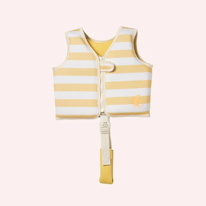 Kids Swim Vest – Sammy the Seagull Mustard Stripe