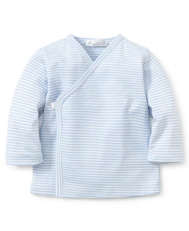 Kissy Kissy Blue Simple Stripe Long Sleeve Cross Tee