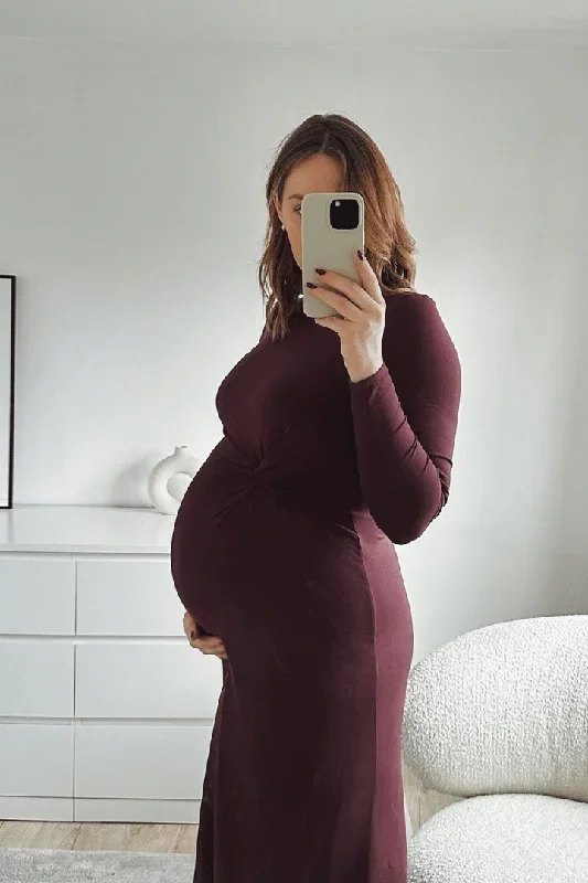 Knot Front Dress – Burgundy