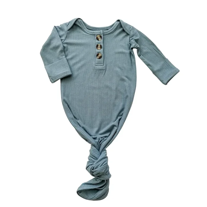 Knotted Baby Gown – Arona Blue Ribbed