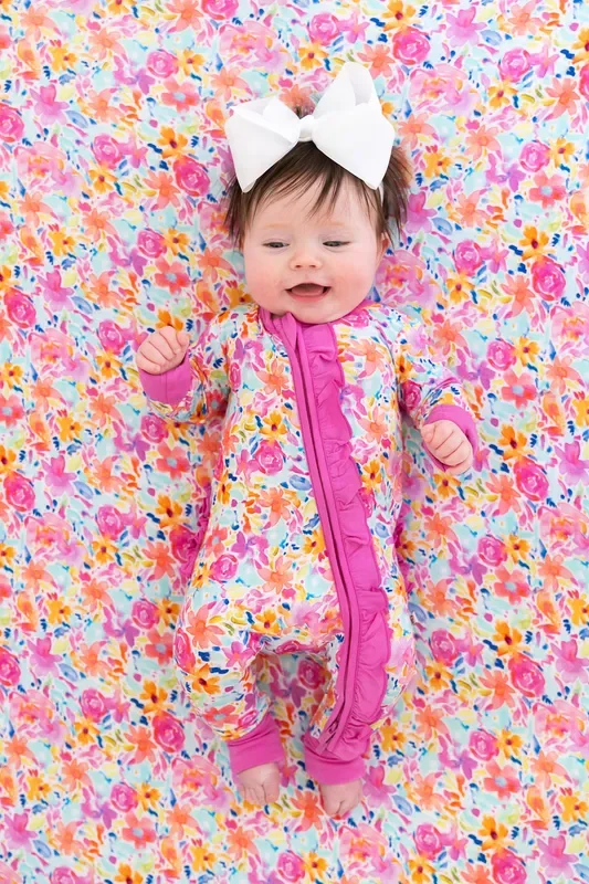 Korrie Floral Bamboo Ruffle Convertible Footie