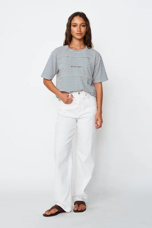 Label Stripe Panel Tee – Cobalt / Cream / Mulberry