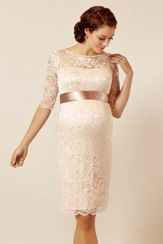 Lace maternity dress, blush