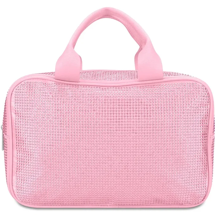 Large Cosmetic Bag | Pink Rhinestone